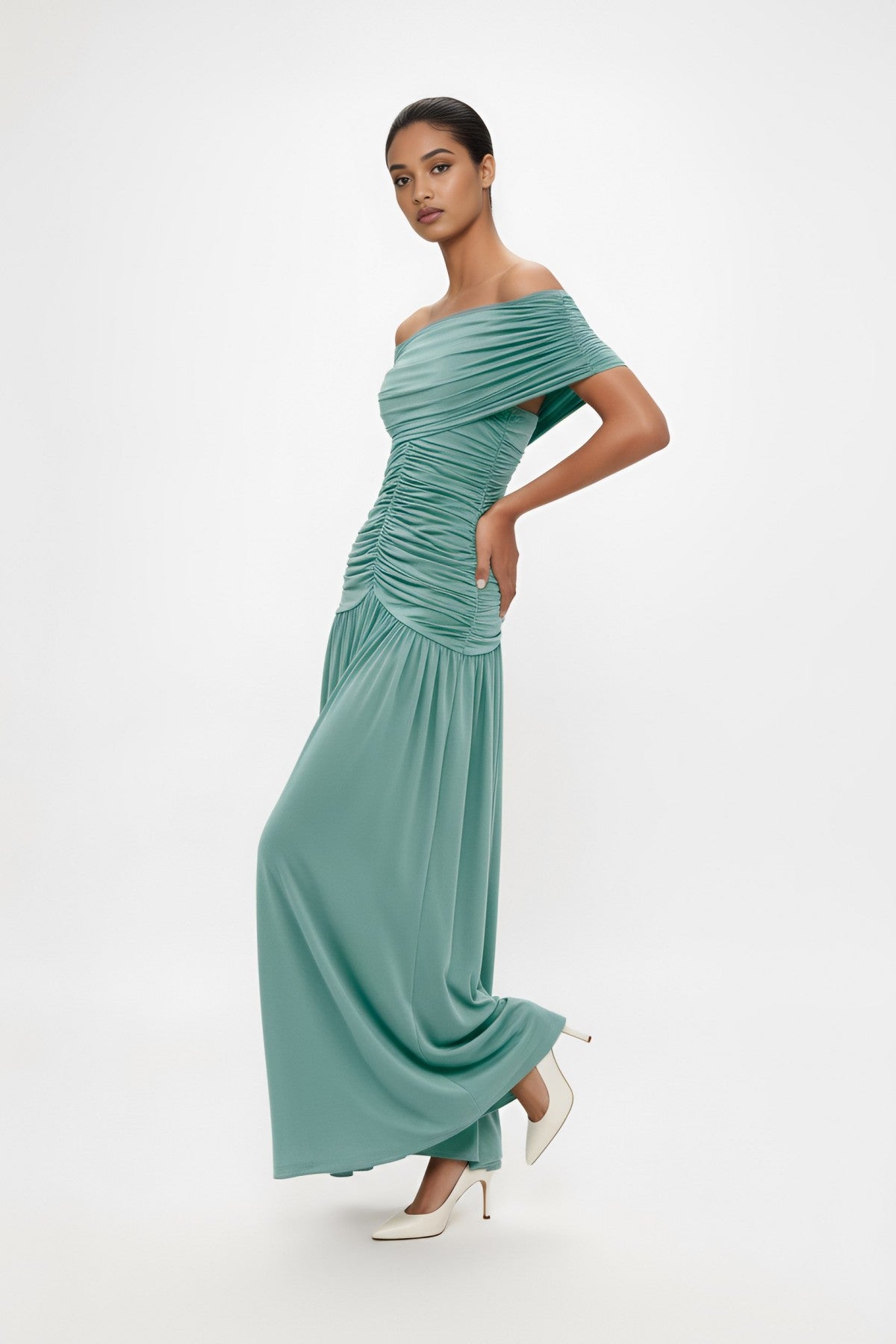 Camille Off-shoulder Maxi Dress • Mint