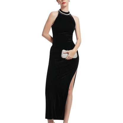 Aperlamiri Crystal Stand Collar Maxi Dress