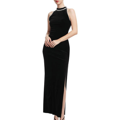 Aperlamiri Crystal Stand Collar Maxi Dress