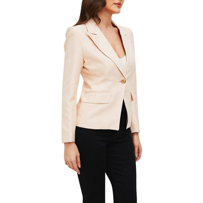 Aperlamiri Peach Pink Shiny Single Button Blazer Jacket