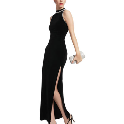 Aperlamiri Crystal Stand Collar Maxi Dress