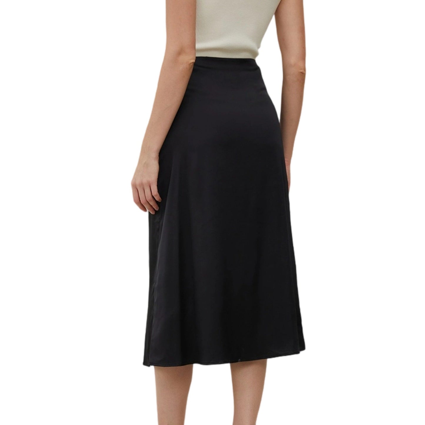 Aperlamiri Satin Silky A-line Skirt High-Rise Midi Skirt