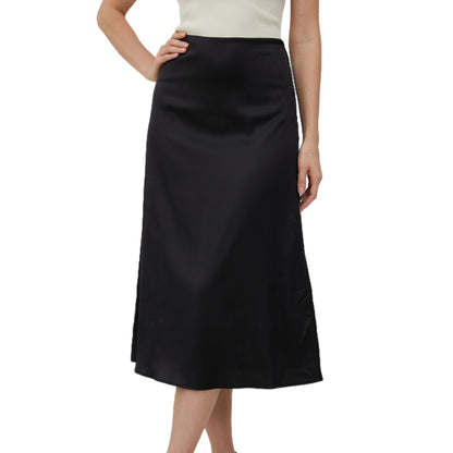 Aperlamiri Satin Silky A-line Skirt High-Rise Midi Skirt