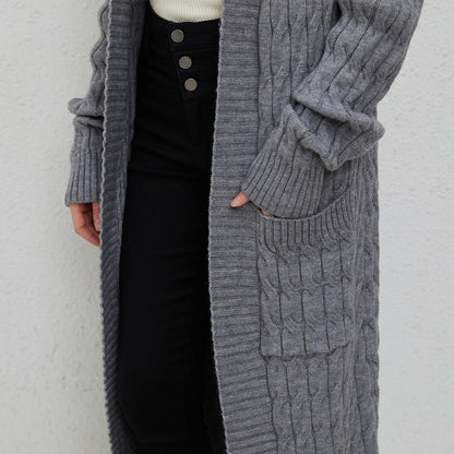 Aperlamiri Gray Casual Long Sleeve Long Sweater Cardigan Coat