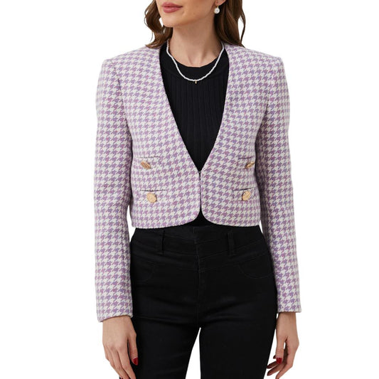 Aperlamiri Plaid Tweed Wool Crop Jacket